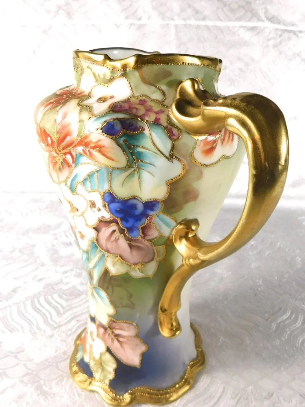 Very Colorful Chocolate Pot with Beaded Gold-No Lid # 27669